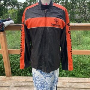 Jagermeister Black and Orange Bomber Jacket with Athletic Cut
